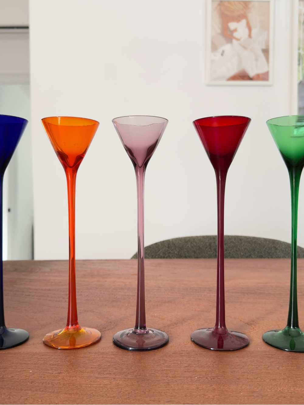 Set of 5 Tall Long Stemmed Cocktail Glasses